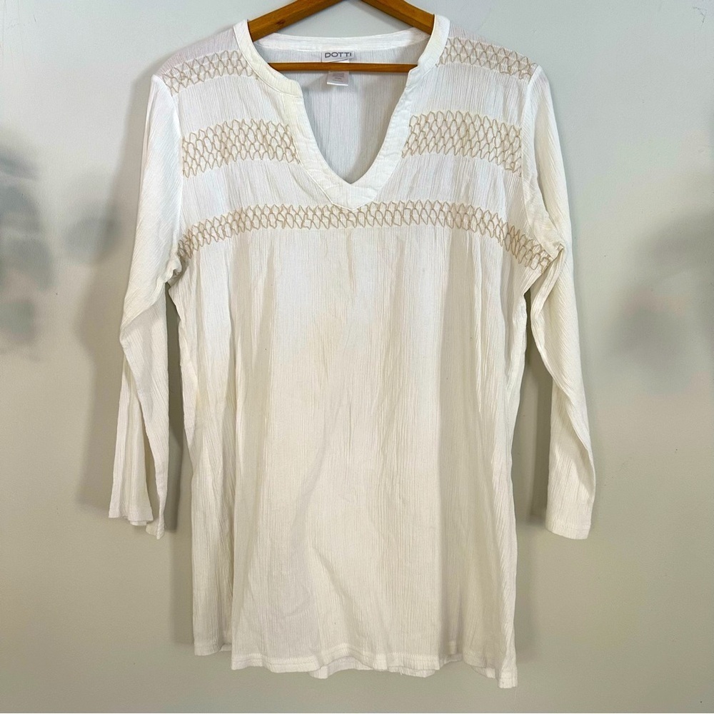 Dotti Gauze Boho Cotton Tunic Coverup Size Large